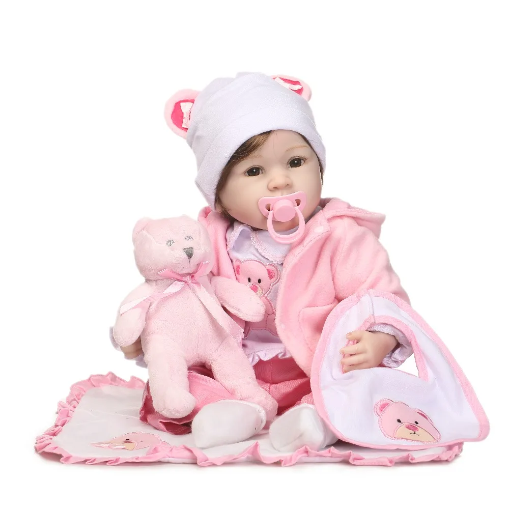 

Lifelike Vinyl Baby Gift 22'' Handmade lovely Newborn Reborn Silicone Play home Dolls+Clothes Doll Girl