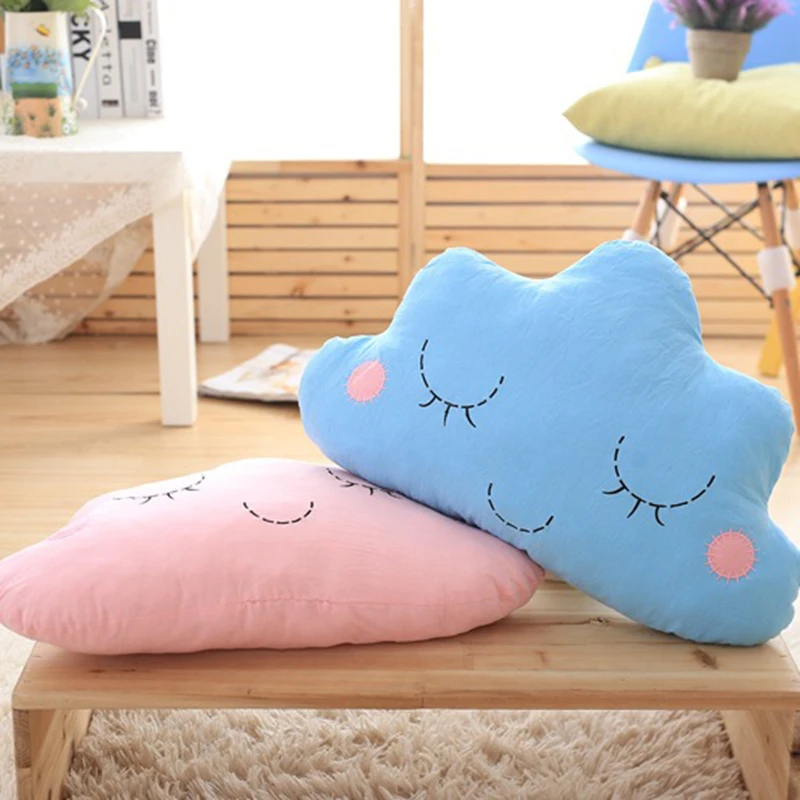 50 см милый мультфильм Kawaii облако смайлик розовый синий лицо мягкая плюшевая