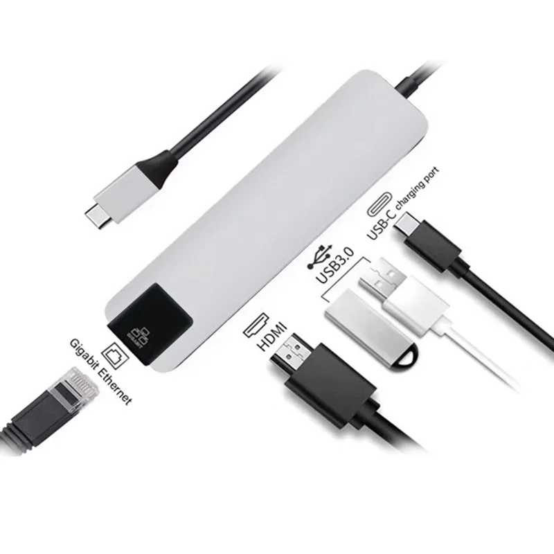 AAAE Топ 5 в 1 концентратор Usb Type C Hdmi 4K для Gigabit Ethernet Rj45 Lan адаптер Macbook Pro Thunderbolt 3