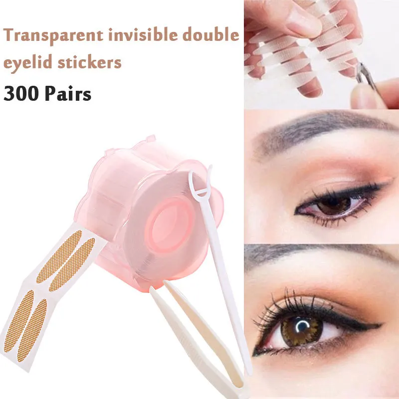 300pairs S/L Mesh Double Eyelid Sticker Makeup Waterproof Long Lasting Big Eyes Invisible Strong Adhesive Tape | Красота и здоровье
