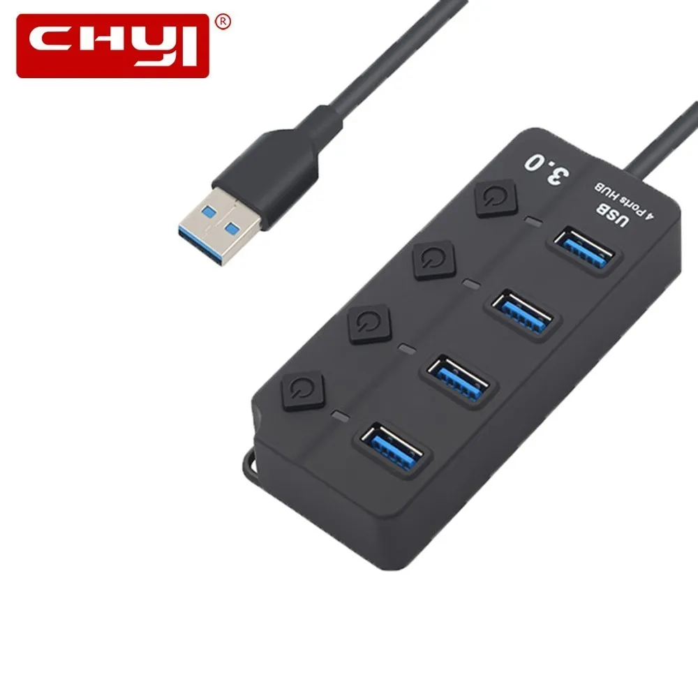 Супер Скоростной 4-портовый телефон 3,0 дюйма с внешним адаптером питания AU/EU/US/UK, мульти USB-разветвитель с переключателем вкл/выкл, для аксессуаров для ПК