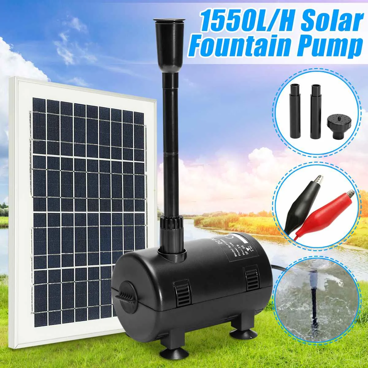 12 V-24 V Мини Солнечная приведенная в действие погружной насос фонтана полива сада Пруд аквариум погружной водяной насос 1600L/ч