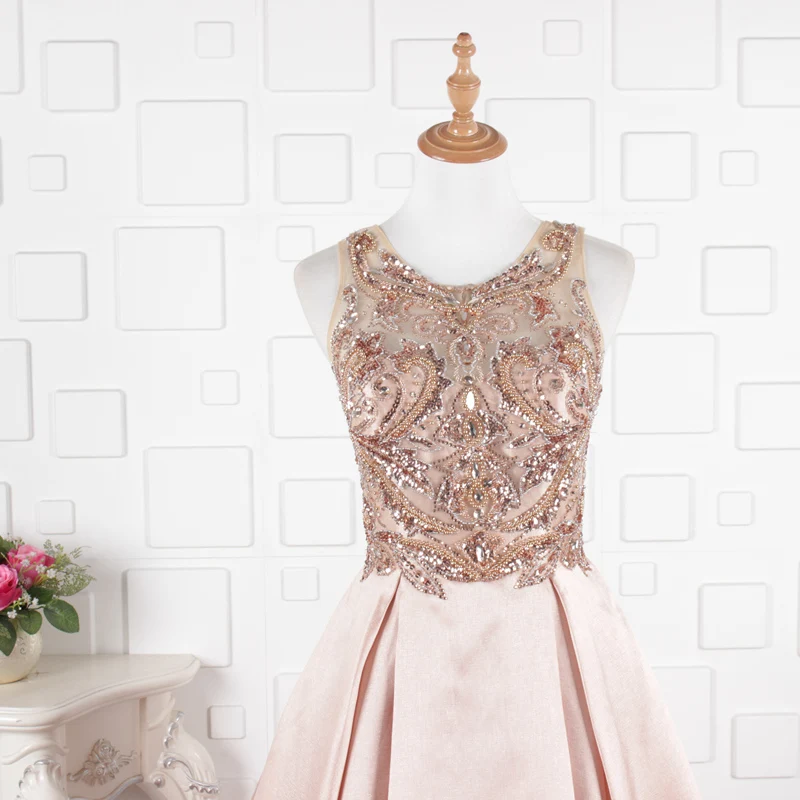 SSYFashion Новое роскошное розовое золото Атласное Вечернее платье высокого класса