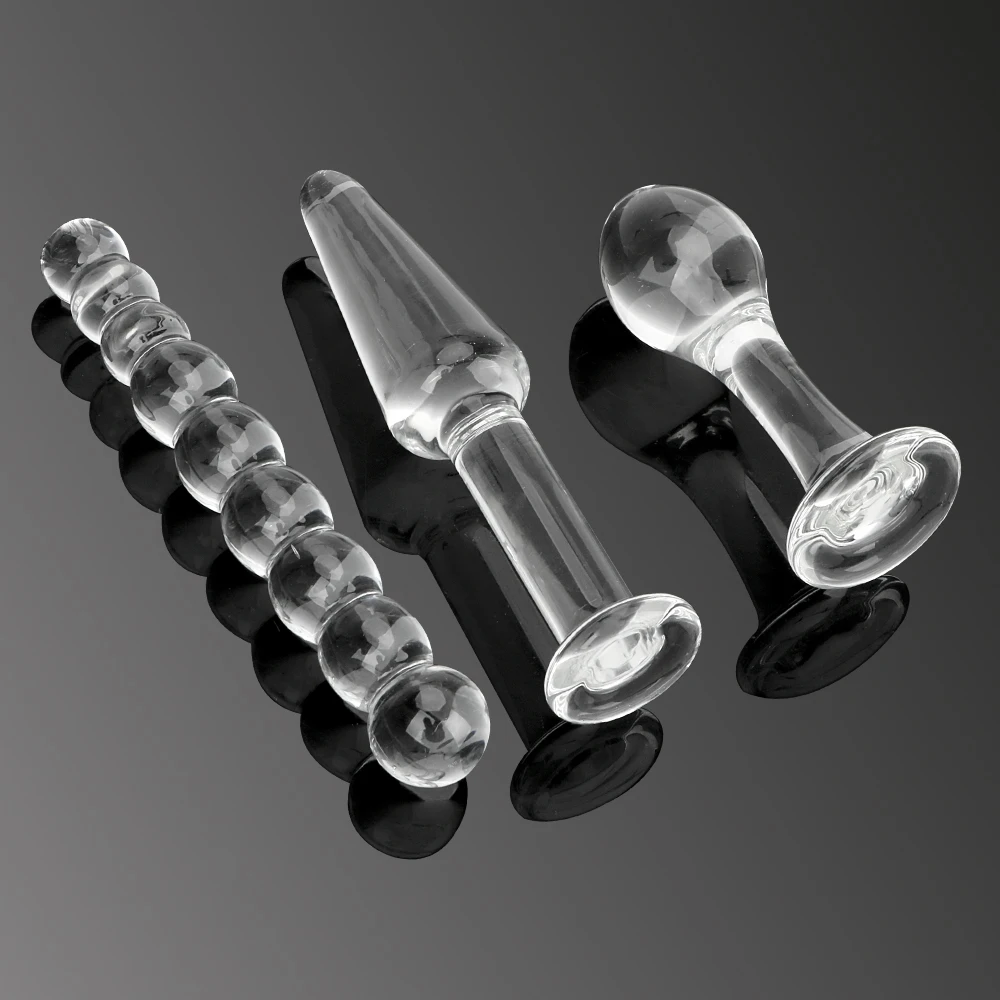 OLO 3Pcs/set Anal Plug Glass Crystal Bead Dildo G-spot Prostate Massager Butt Stimulation Sex Toys for Women Men | Красота и здоровье