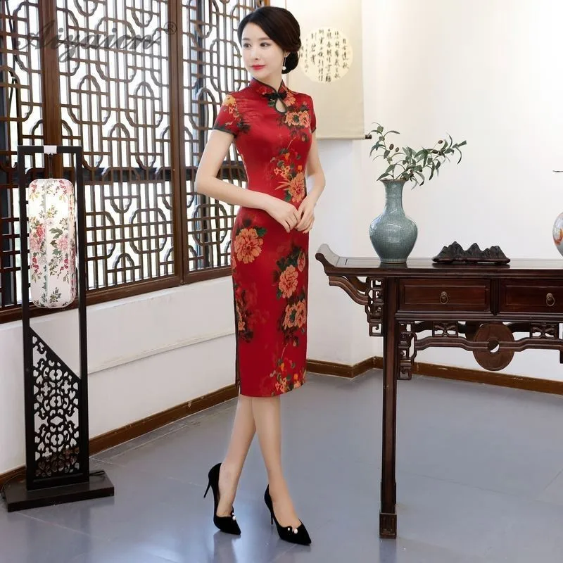 Китайское традиционное атласное платье Qipao свадебное Qi Pao китайский стиль