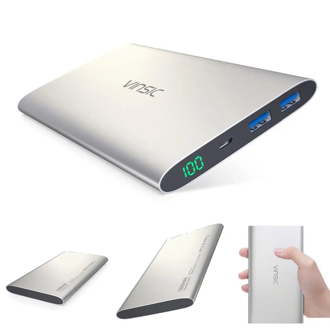 12000 мАч портативный ультра тонкий power Bank общий двойной USB Внешний легкий вес