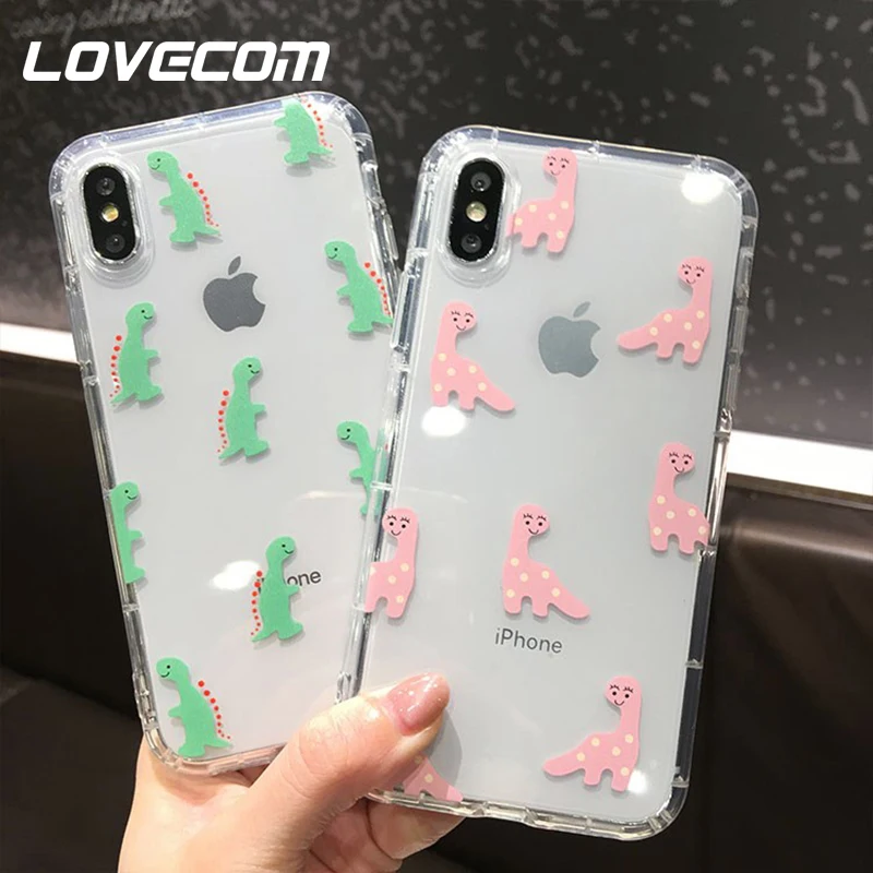 Чехол LOVECOM с милым мультяшным динозавром для iPhone X XS Max XR 6 6S 7 8 Plus прозрачный мягкий