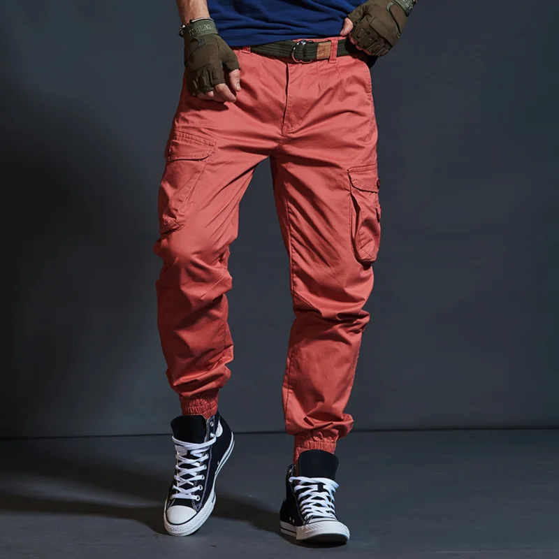 

Multi-pocket Mens Loose Straight Cargo Overalls Spring Autumn Outdoor Training Hiking Sports Tactical Military Pants Trousers