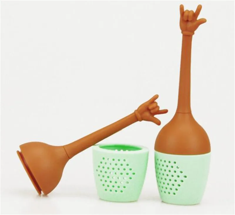 

New 100pcs Funny Hand Gestures Tea Infuser Black Tea Strainer FDA Grade Silicone Loose Leaf Herbal Spice Holder Tea Brewing Tool