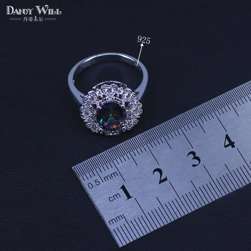 Fire Multi color Rainbow Zircon For Women Silver Color Jewelry Sets Necklace Pendant Earrings Rings Free Shipping | Украшения и