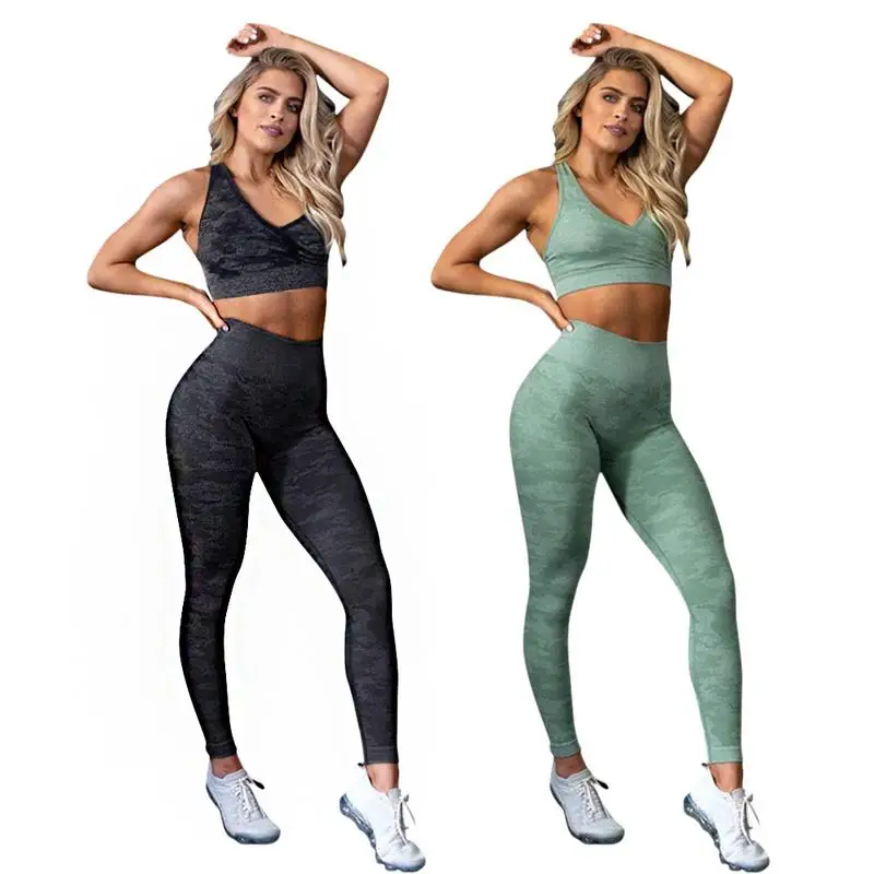 Женская Спортивная одежда для фитнеса комплект из двух предметов с низким