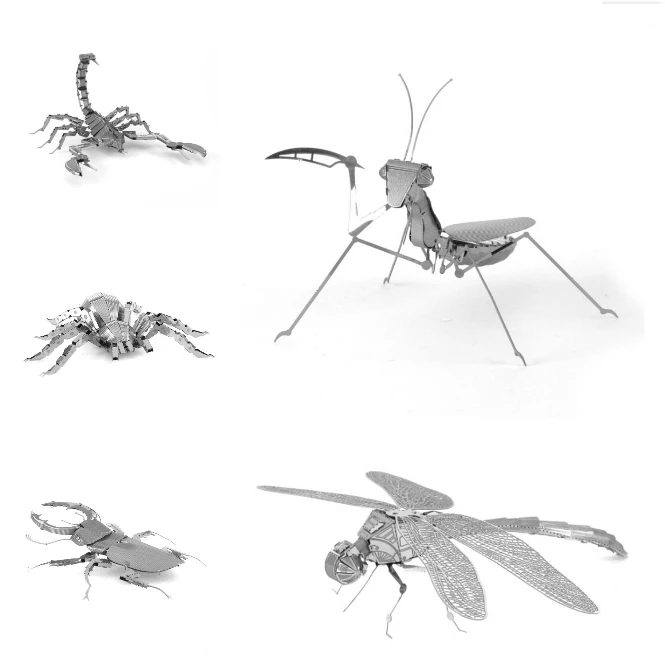 Металлические 3D-пазлы Bugs модель животного стрекоза Скорпион лазерная вырезка