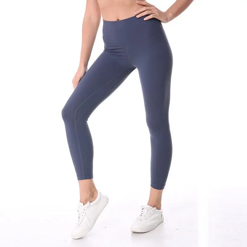 

LU-32 Solid Color Women Yoga Pants High Waist Sports Gym Wear Leggings Elastic Fitness Lady Overall Full Tights Workout