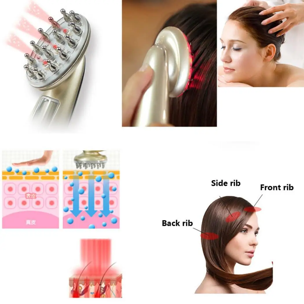 Лазерный Массажер для роста волос Расческа инфракрасный RF Против выпадения