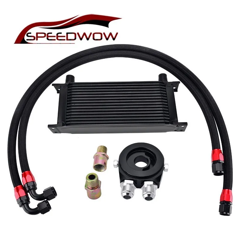 SPEEDWOW AN10 16 ряд Масляный радиатор + адаптер фильтр пластинчатый охладитель