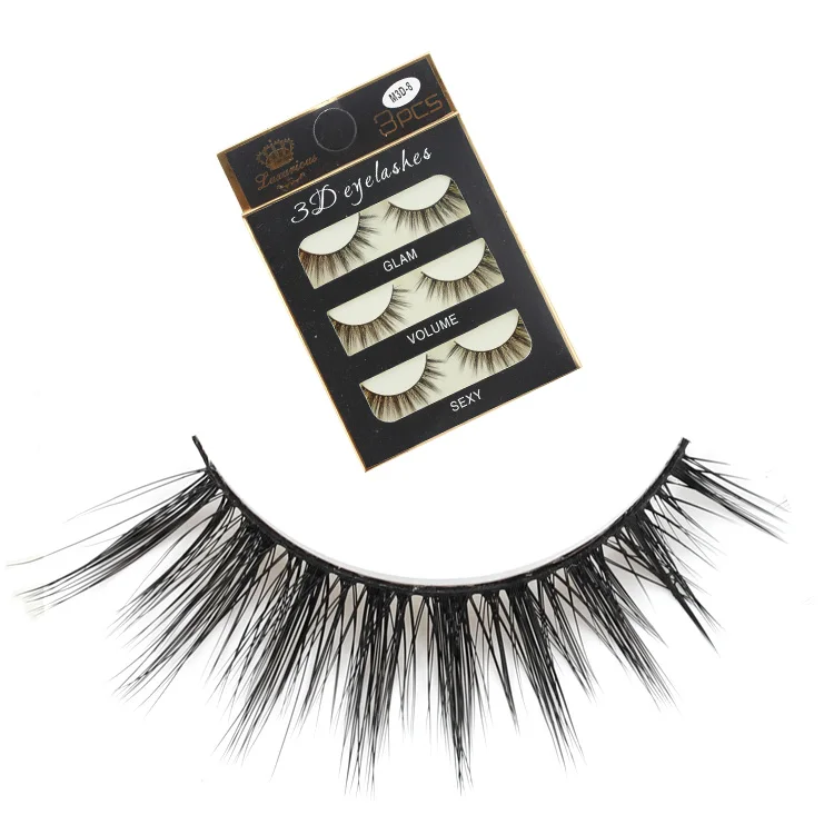 LASGOOS 3 парт/лот 3D накладные ресницы натуральные короткие тонкие нечистоплотные