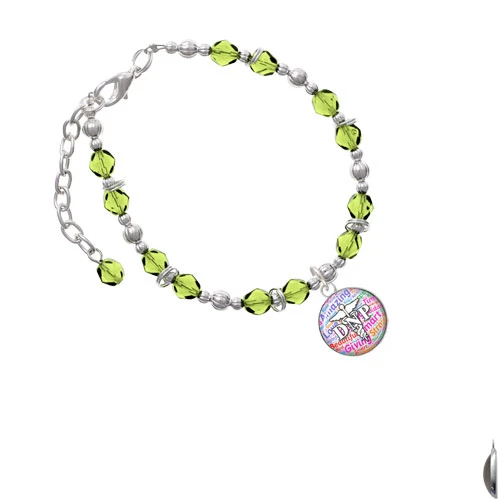 Браслет Silvertone с куполом разных цветов DNP Lime зеленым бисером| |