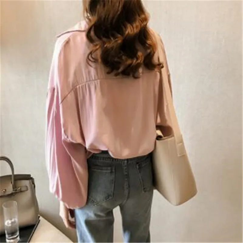 2019 Ulzzang Женские однотонные тонкие топы и блузки с V образным вырезом женские