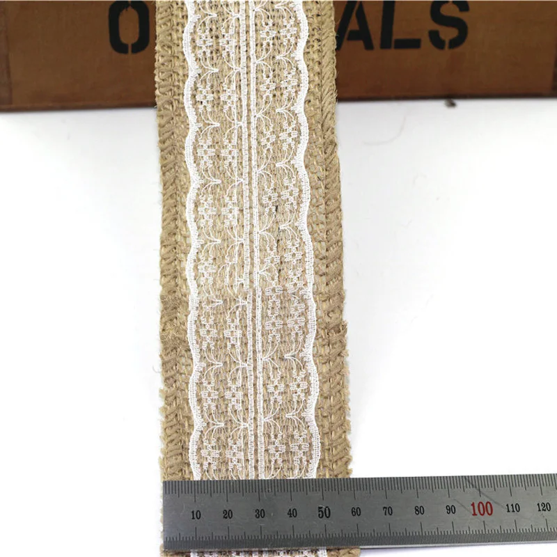 2 м джутовая Мешковина натуральная гессианская лента с кружевной отделкой по