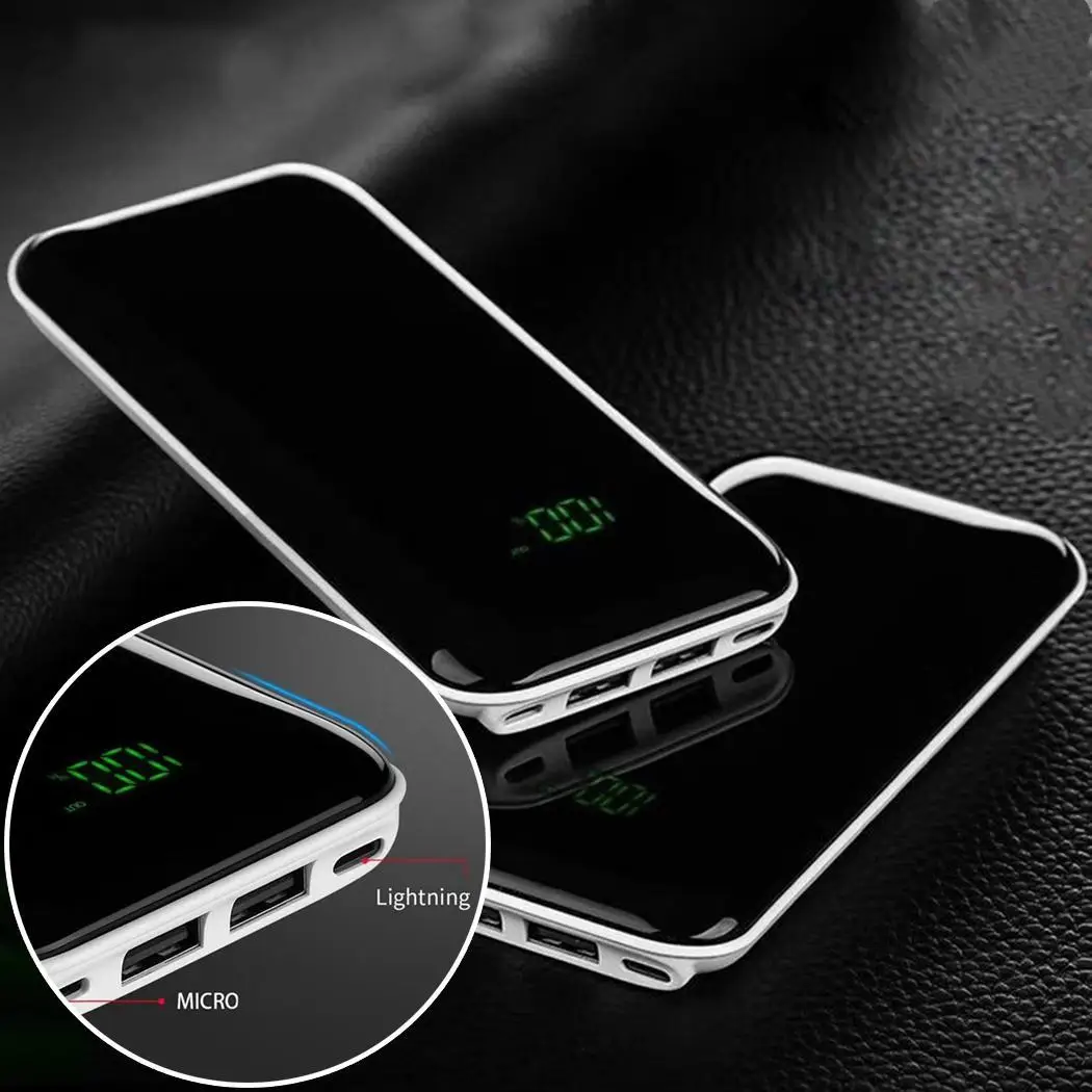 Портативный Ультратонкий 8000 мАч смартфоны Dual 5 V 1.0A 2.1A usb порты power Black 65% 1.5A
