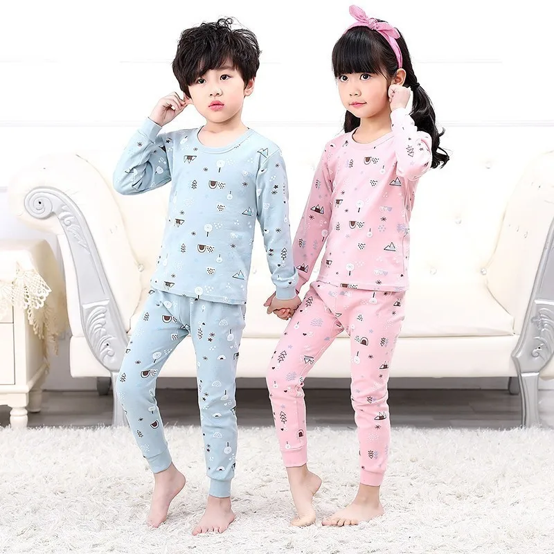 2019 Autumn And Winter Long-sleeved Trousers Boys Girls Pajamas Cotton Thin Section Set Baby Air Conditioning Service |