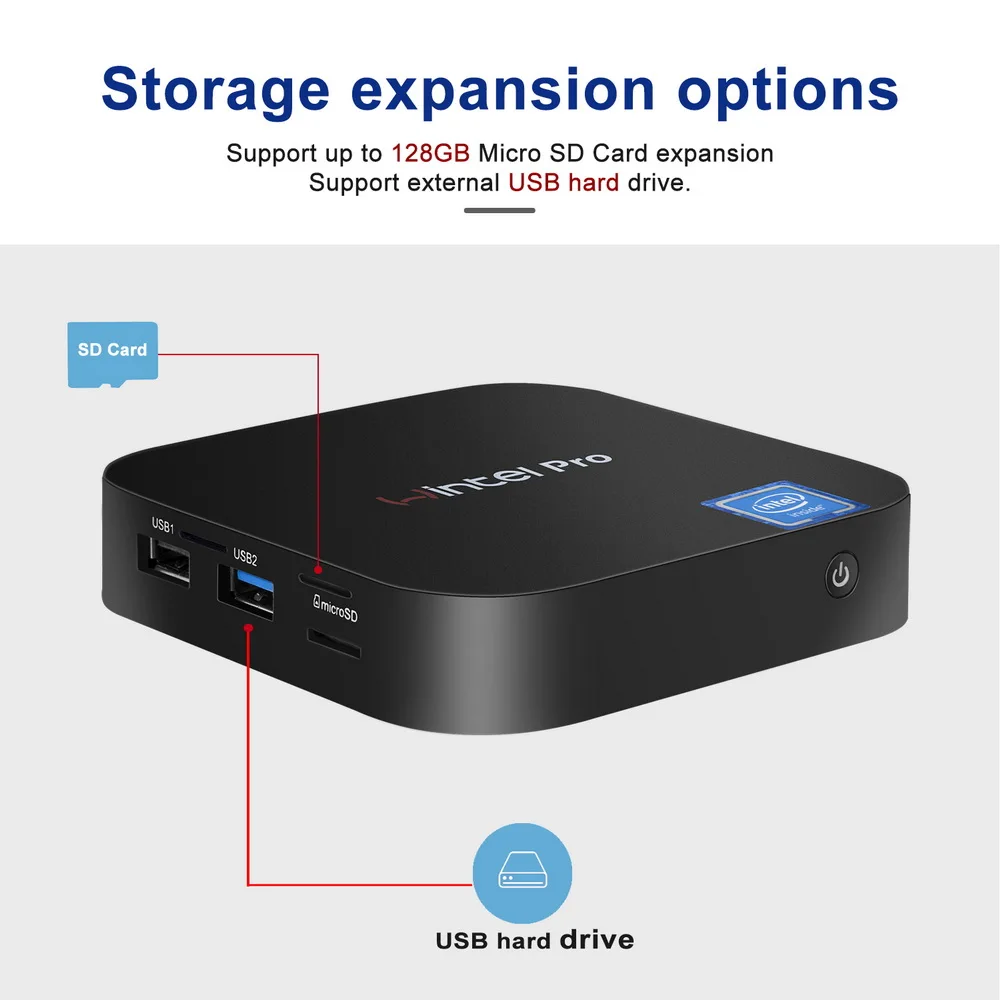 Мини ПК windows 10 Intel x5 Z8350 Win10 домашний лицензированный Wintel W8 pro Core 2GB 32GB eMMC 4K/WiFi/BT4.0 мини