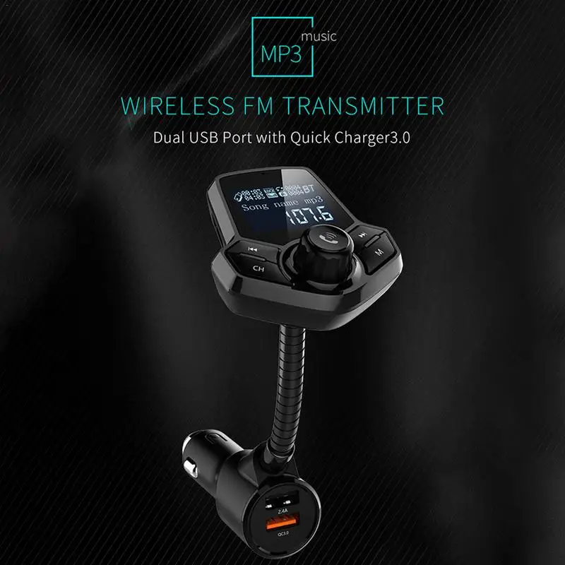 

Dual USB Car Mp3 LCD Player QC3.0 Fast Charge Bluetooth Digital Display Car Charger FM Bluetooth Transmitter