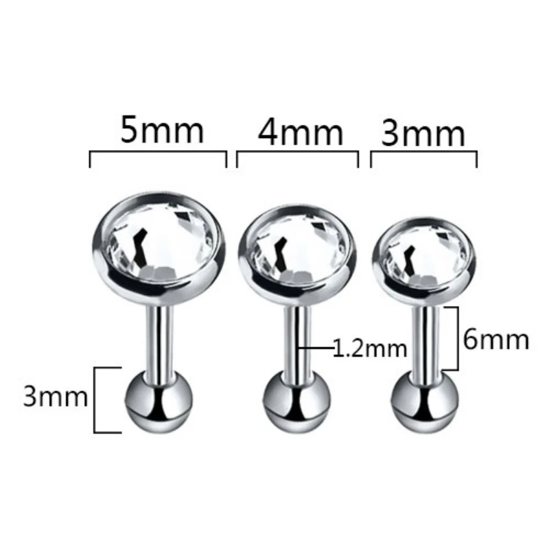 Спиральная планка Tragus 3 шт./лот 16 г 1 2 мм 5 Шариковые стальные кольца для губ