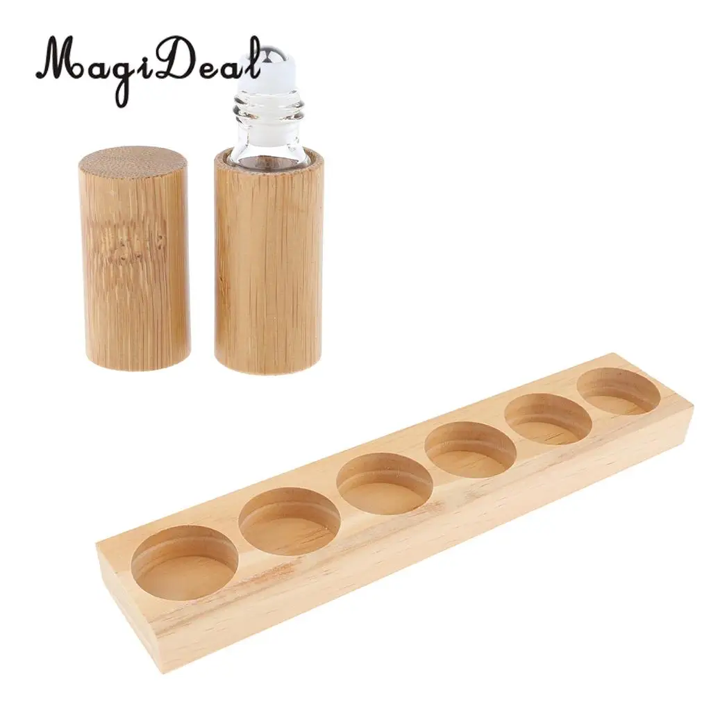 Storage Display Rack Holder Organizer Stand With Refillable Empty Roller Ball Bottle Set