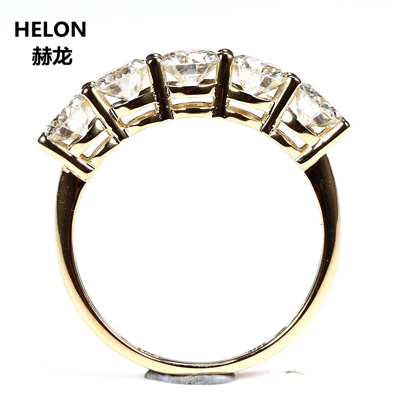 

4.5mm Round Moissanites Ring Solid 14K Yellow Gold VVS/ F-G Lab Grown Moissanites Diamond Engagement Ring Women Wedding Band