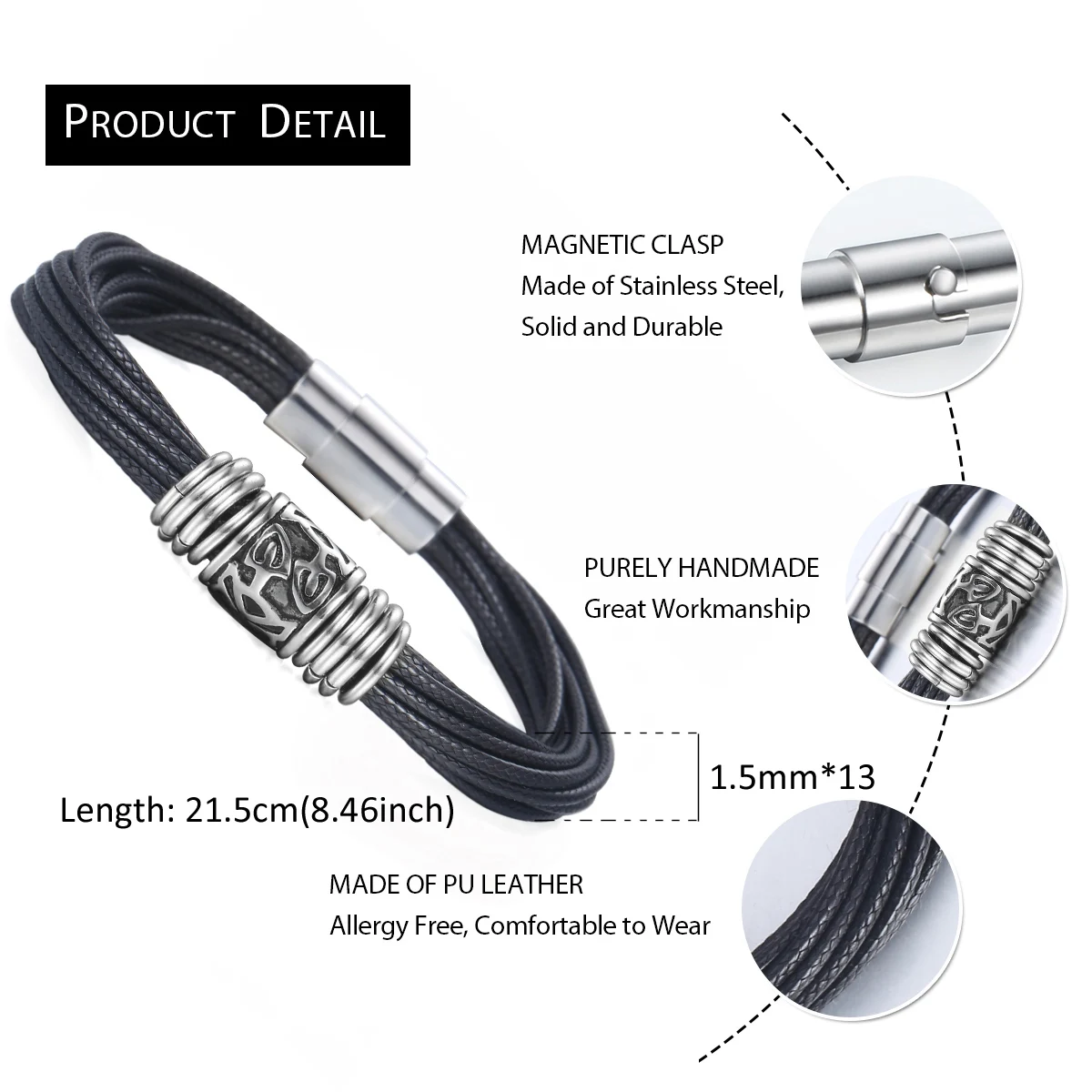 Браслет мужской многослойный Плетеный DLB104 уникальное винтажное Ювелирное