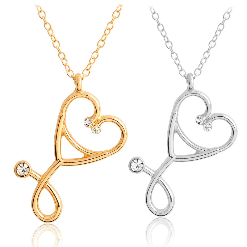

Women Stethoscope Pendant Medicine Nursing Women Gifts Necklace Jewelry Doctor Heart Medical Fashion Accessories Necklace