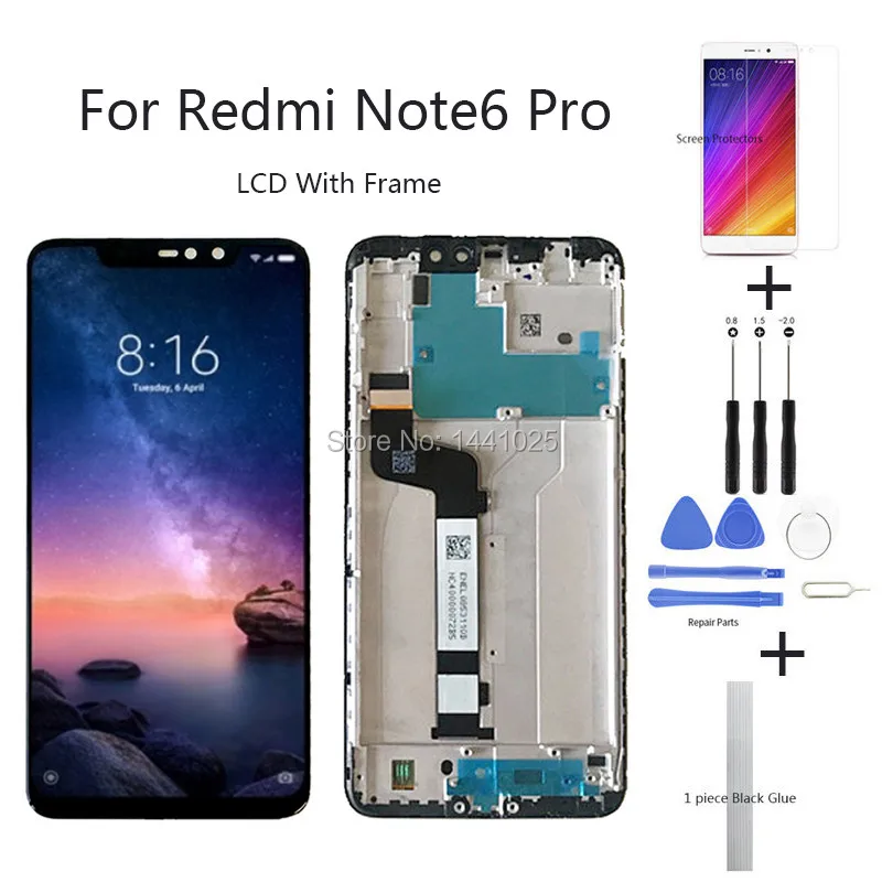 AAA Качество ЖК IPS для xiaomi redmi note 6 pro LCD сенсорный экран черный с рамкой|Экраны