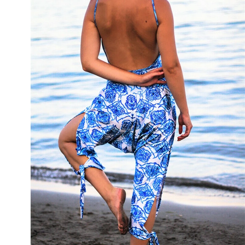 

Women Girl Summer Strap Loose Jumpsuits New Lady Clubwear Side Split Casual Playsuit Bodycon Jumpsuit Romper Beach Trousers