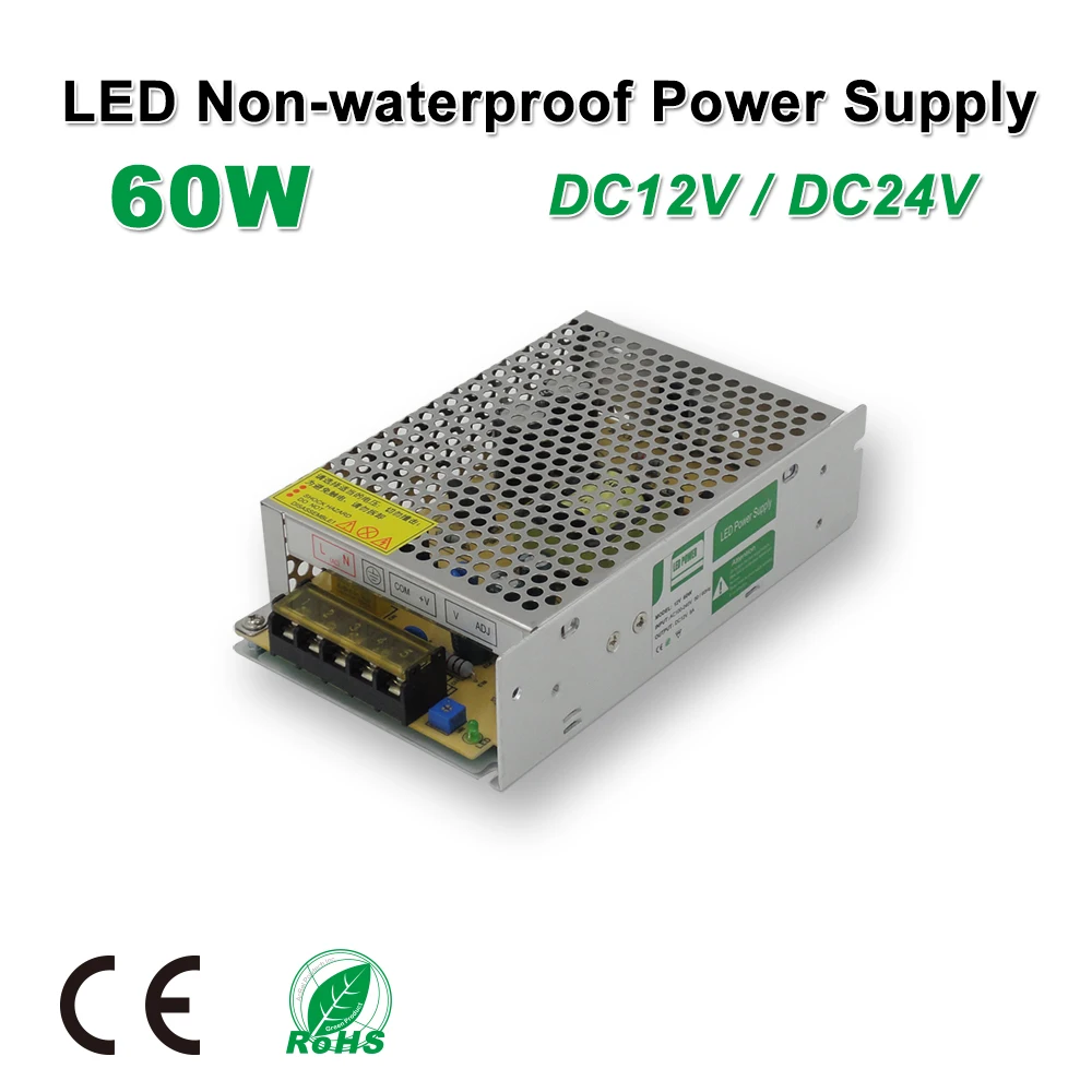 60 W LED Питание светодиодные полосы DC12V/24 V Водонепроницаемый адаптер