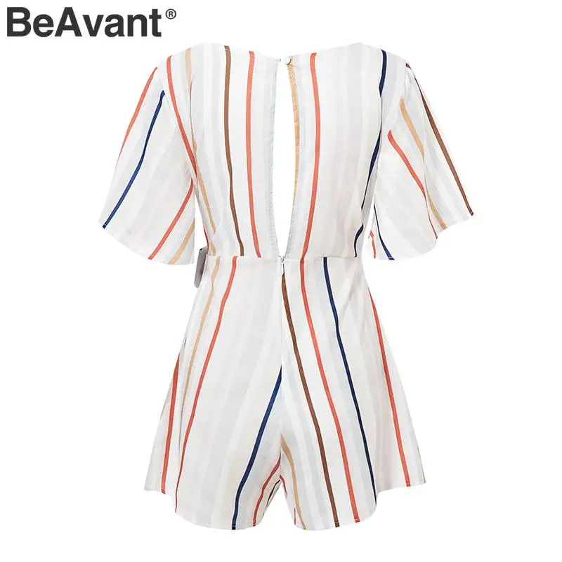 BeAvant Boho v образным вырезом в полоску Женский Игровой костюм спинки ruffled пояса