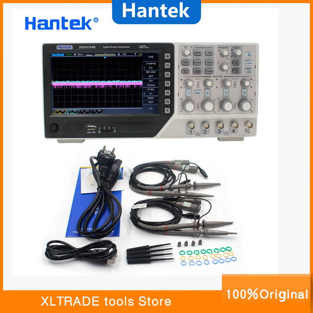 Оригинальный Hantek DSO4104B цифровой осциллограф USB 100 МГц 4 канала PC lcd Osciloscopio Portatil