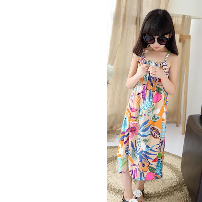 Holiday Beach Teenage Girls Clothing Dress Flowers Printed Maxi Long Dresses Summer 8 10 12 13 14 Years 2019 Sundresses | Детская одежда