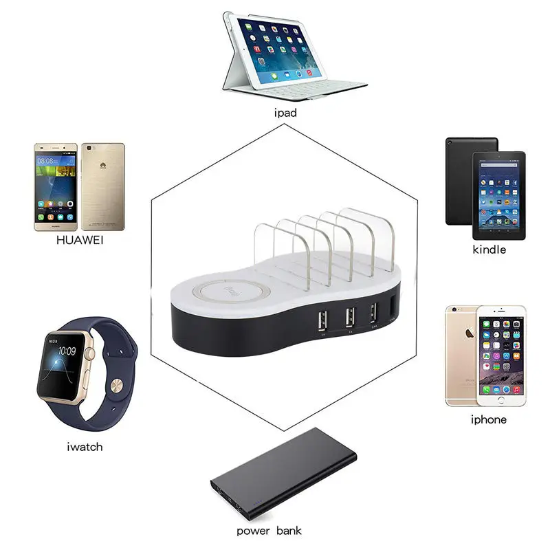 Смарт четыре порта USB + беспроводная зарядная станция руководство пользователя