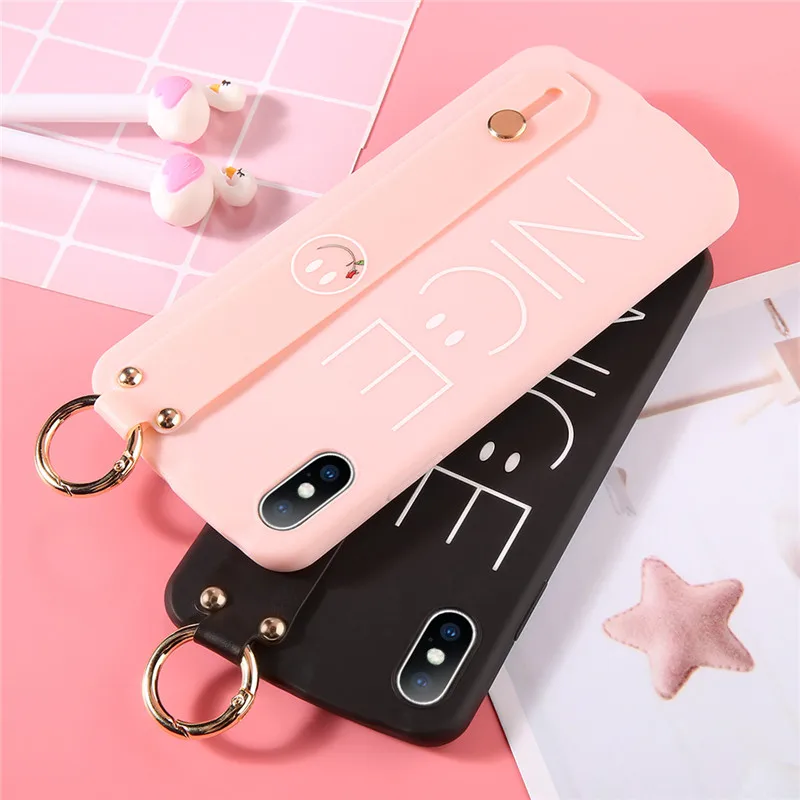 Lovebay Модный милый ТПУ чехол для iPhone X Smile с кольцом струнный ремень-лента чехлы 8 7 6 S