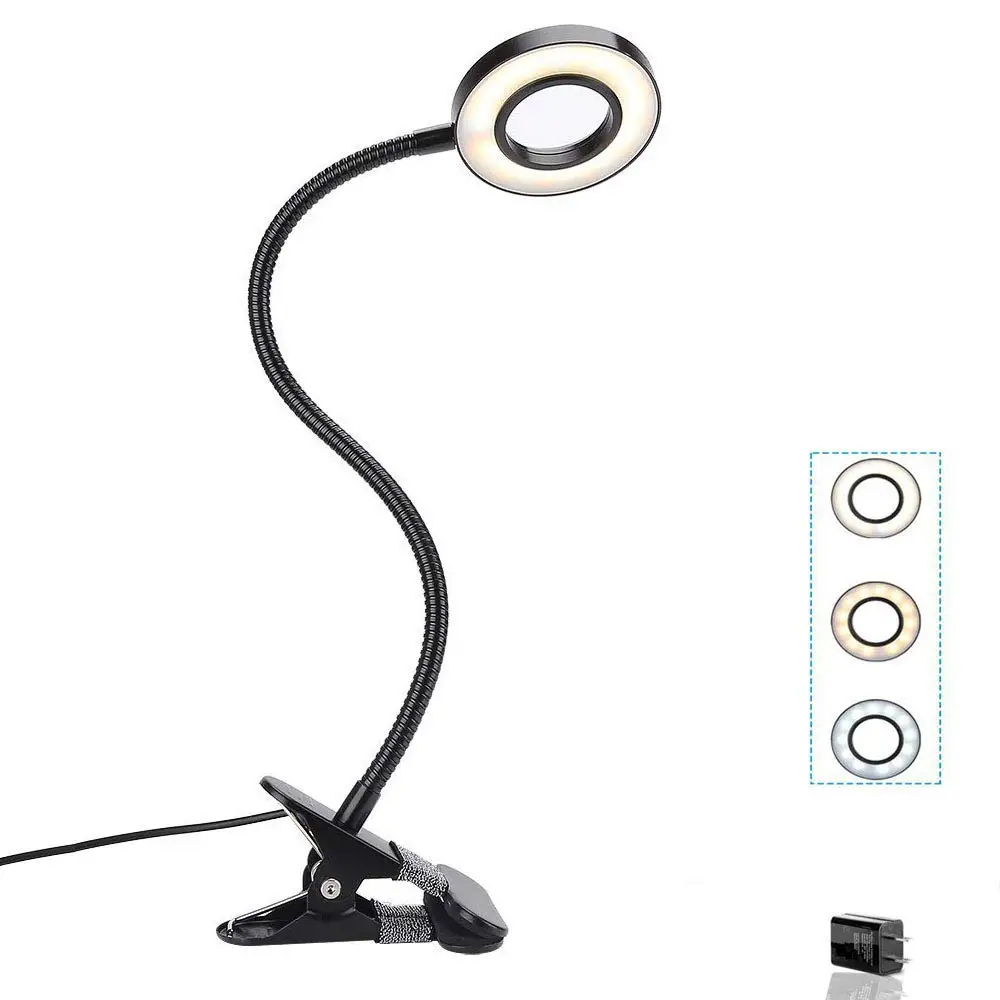

Book Reading Light In Bed - Clip On Lamp With 3 Brightness, Great For Bedside, Makeup Mirror, Headboard, Office, Desk, Dorm