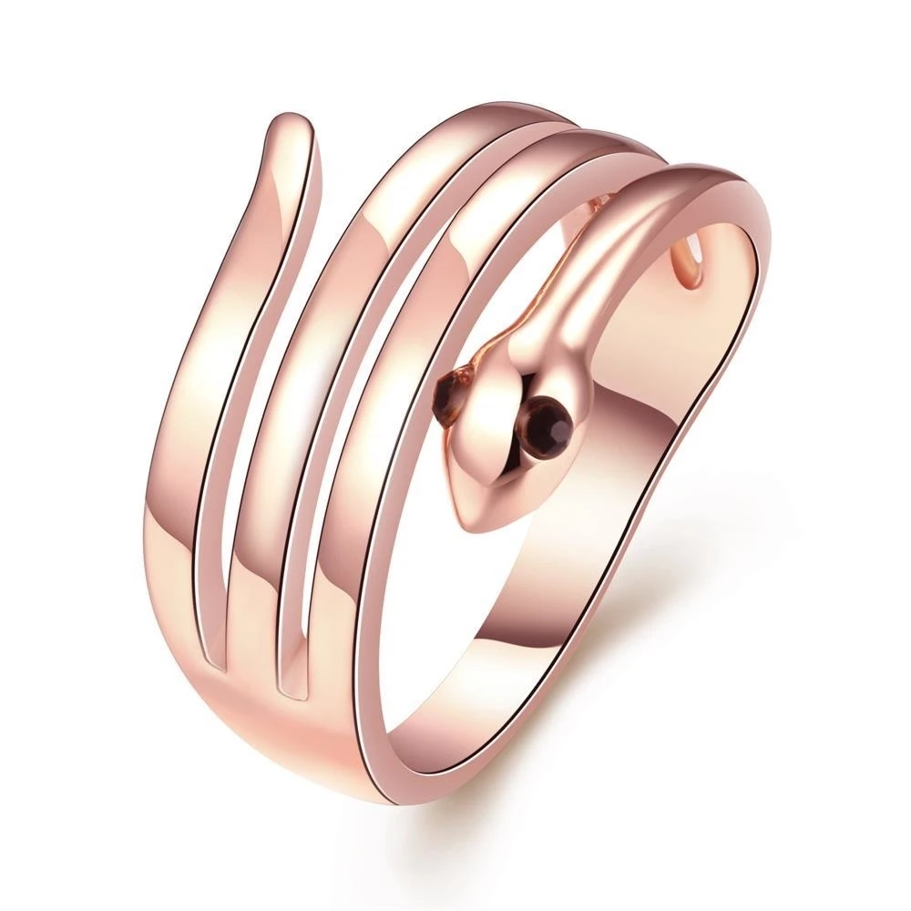 Розовое золото цветным покрытием Обёрточная бумага вокруг змея кольцо Размеры