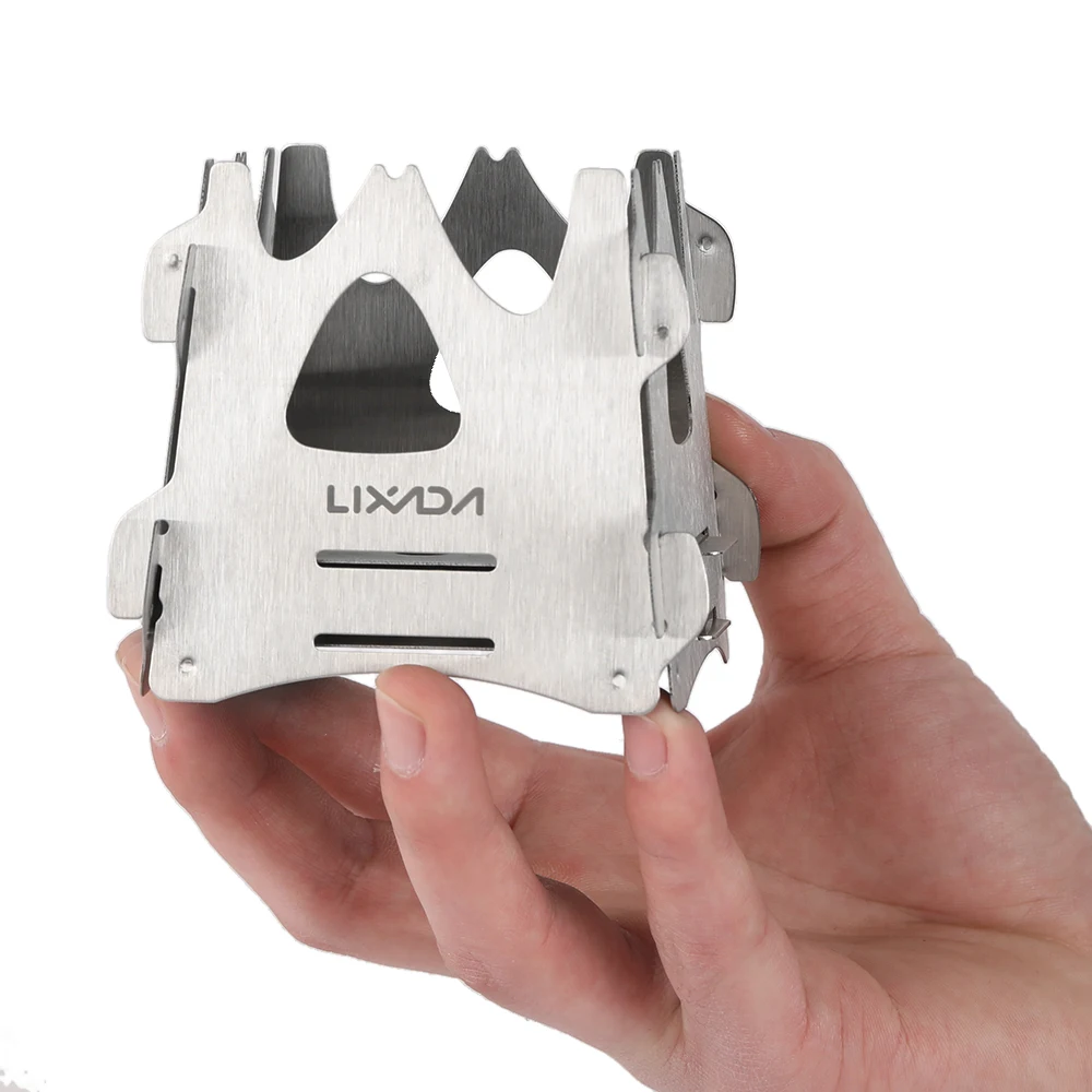 Lixada Шестигранная мини плита для улицы Складная легкая из нержавеющей стали