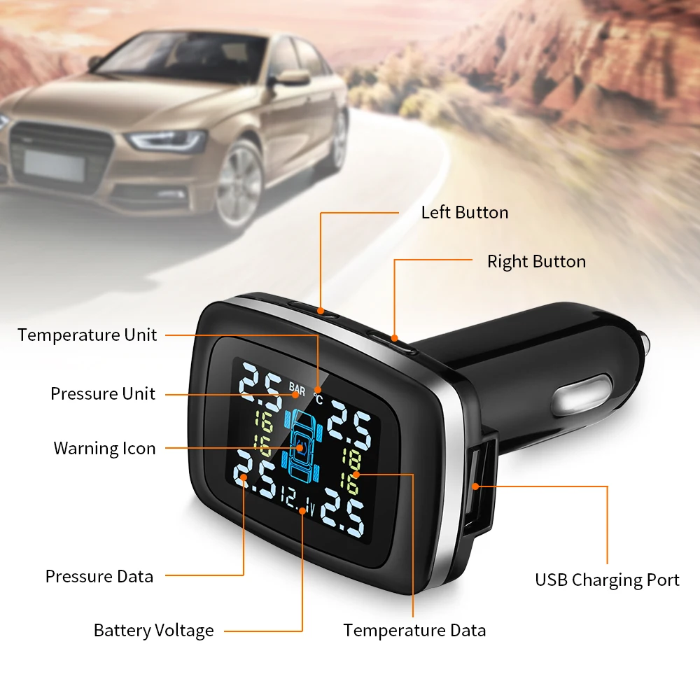 ZEEPIN TPMS C100 система контроля давления в шинах Прикуриватель разъем режиме