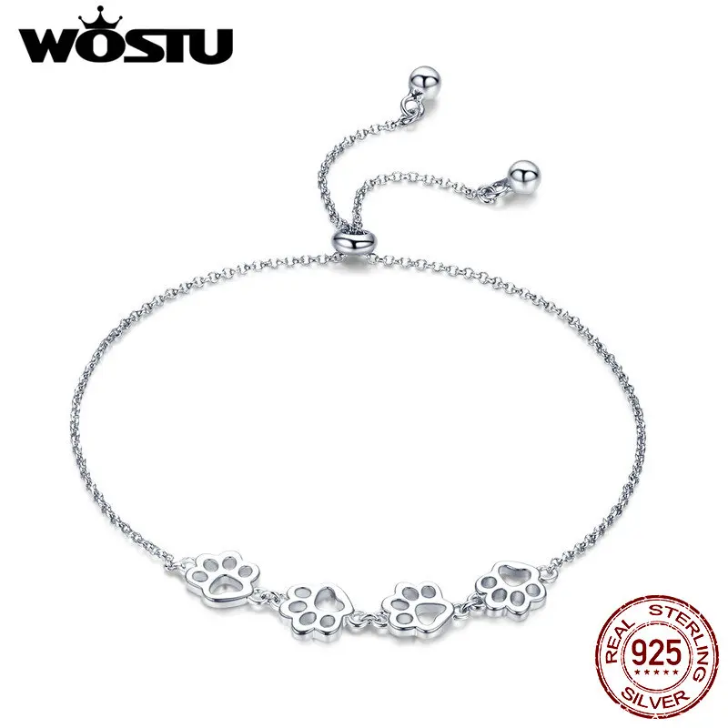WOSTU браслеты из стерлингового серебра 925 пробы с цепочкой и для собак животных