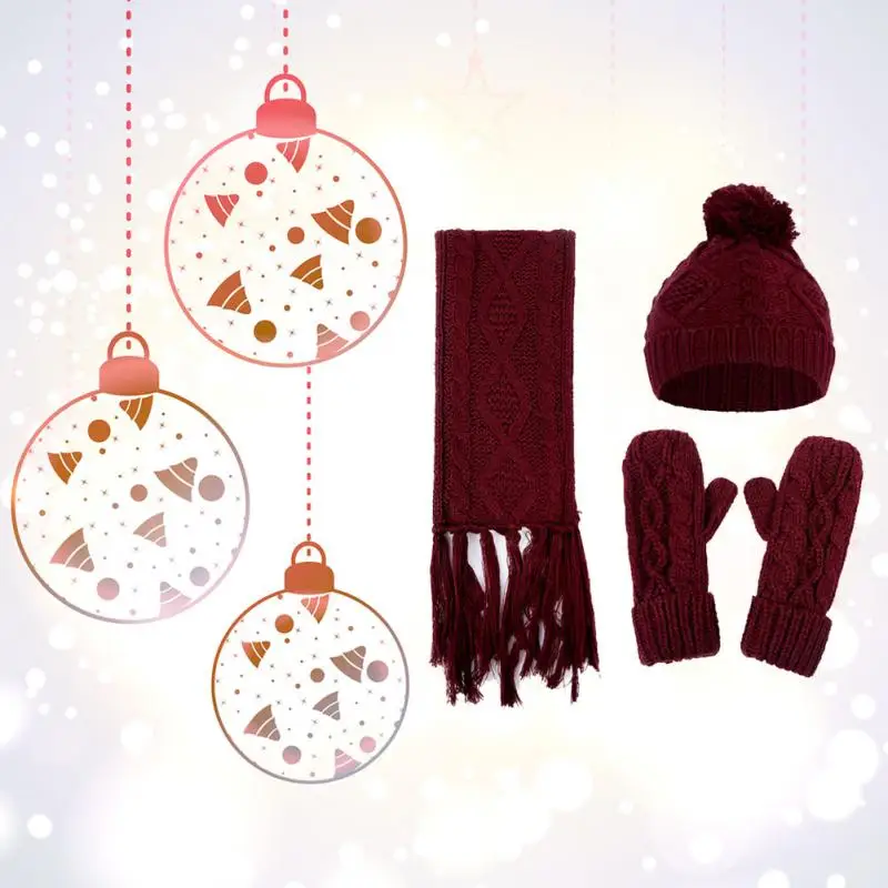 Ветрозащитный комплект шарф и перчатки шапка вязаная искусственная шерстяная