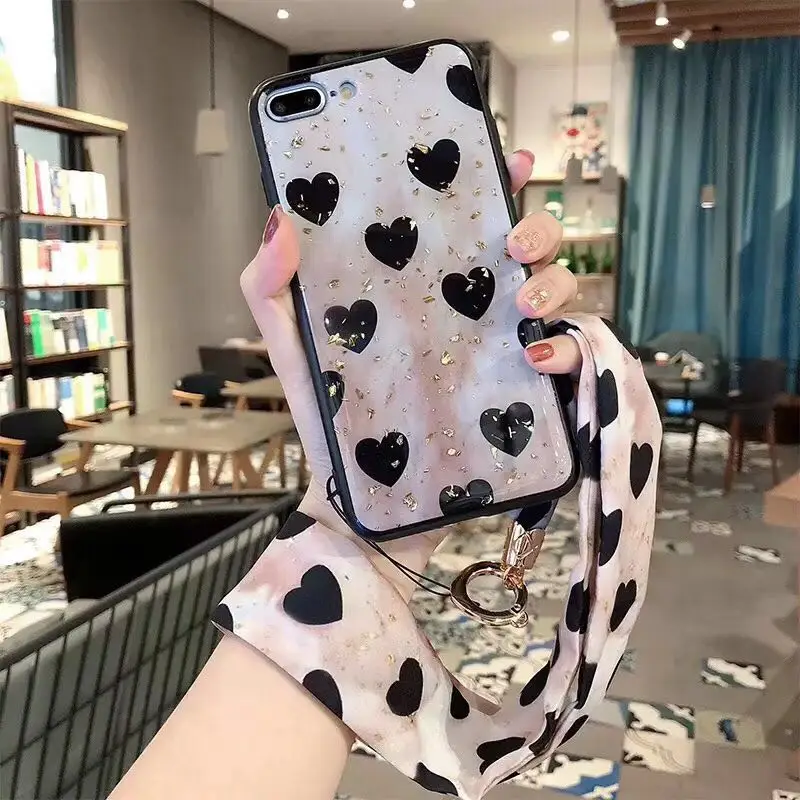 Ins стильные сердца карамельный для iPhone11 Xsmax ремень из золотой фольги ремешок