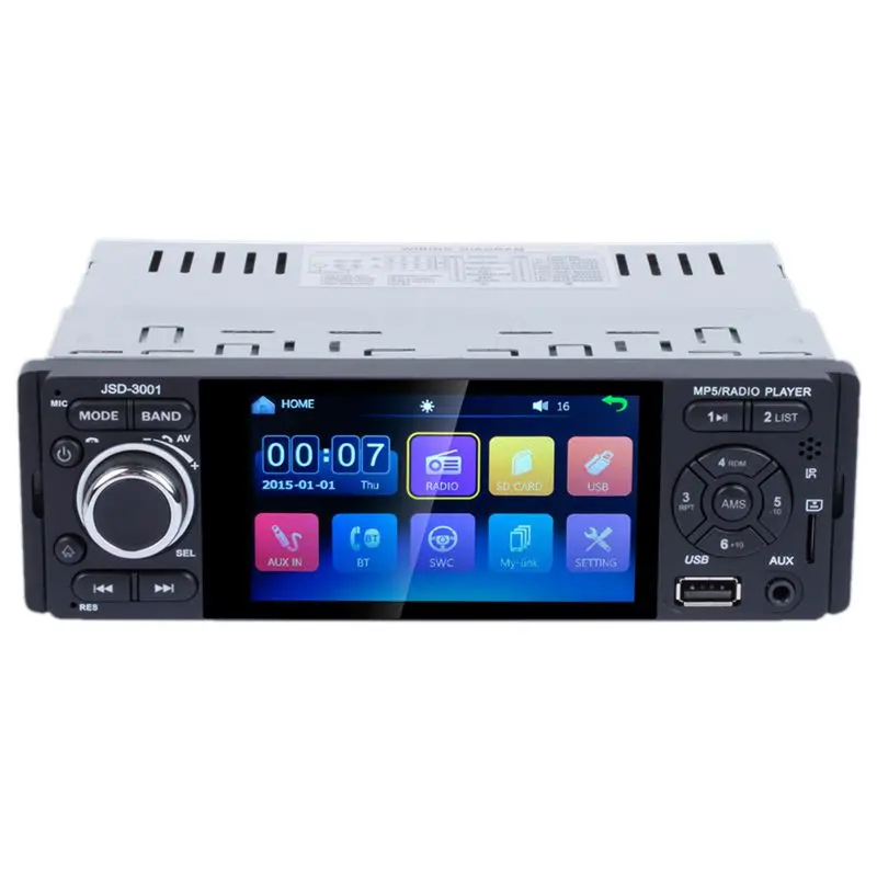 Сенсорный Bluetooth Автомагнитола 1 Din Зеркало Ссылка стерео аудио Mp5 видео плеер Usb Mp3