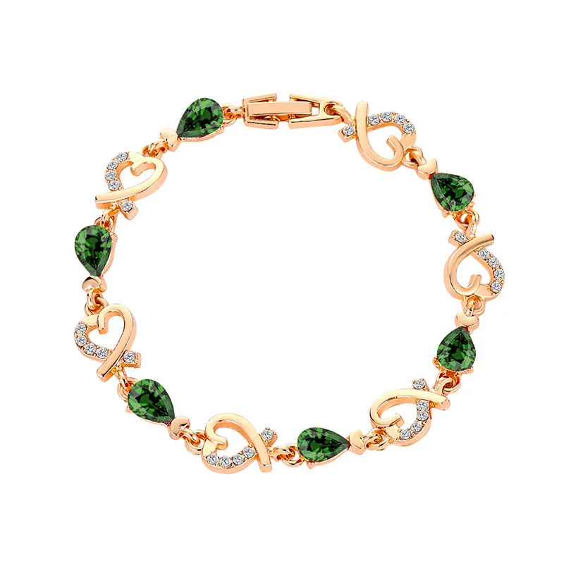 5Colors Romantic Heart Bracelets for Women Gold Color Crystal Charm Bangles wedding Jewelry bracelet femme Bijoux | Украшения и