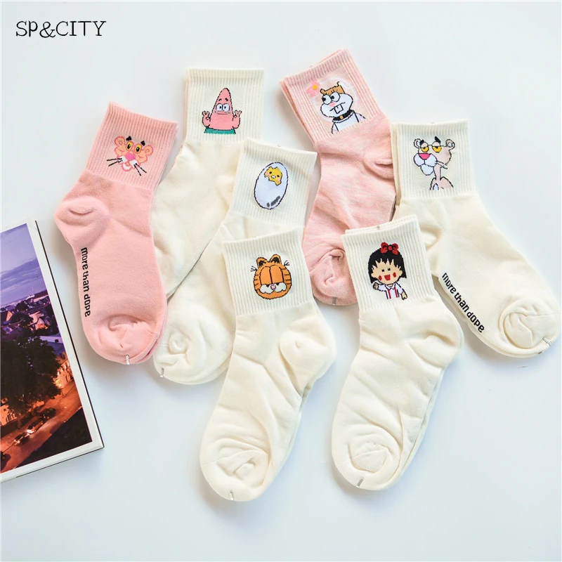 Женские хлопковые носки с героями мультфильмов короткие милые Носки рисунком